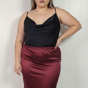 Y2K Black Satin Tank Top Sleeveless Size XL Whimsigoth Fairycore 2000s Clubbing